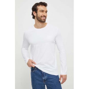 BOSS longsleeve lounge culoarea alb, neted