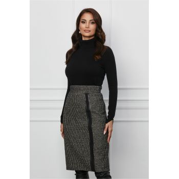 Fusta Dora neagra cu picatele si fir lurex