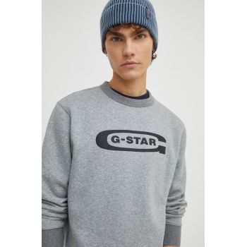 G-Star Raw bluza barbati, culoarea gri, cu imprimeu