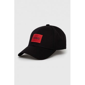 HUGO șapcă de baseball din bumbac culoarea negru, cu imprimeu 50492745