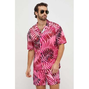 HUGO cămașă bărbați, culoarea roz, cu guler clasic, relaxed 50510621