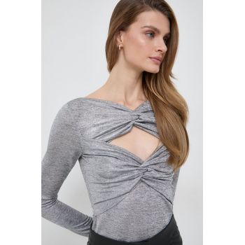 Karl Lagerfeld bluza femei, culoarea gri, melanj