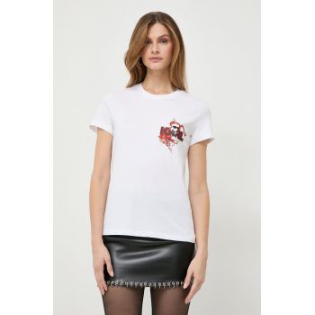 Karl Lagerfeld tricou din bumbac femei, culoarea alb