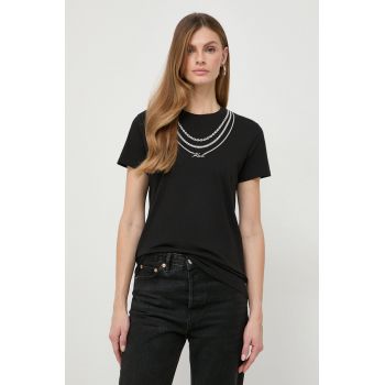 Karl Lagerfeld tricou din bumbac femei, culoarea negru