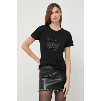 Karl Lagerfeld tricou din bumbac femei, culoarea negru