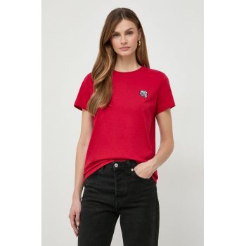 Karl Lagerfeld tricou din bumbac femei, culoarea rosu