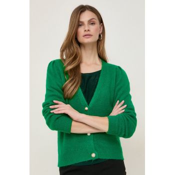 Morgan cardigan din amestec de lana culoarea verde, călduros de firma original