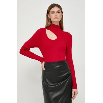 Morgan pulover femei, culoarea rosu, light, cu guler ieftin