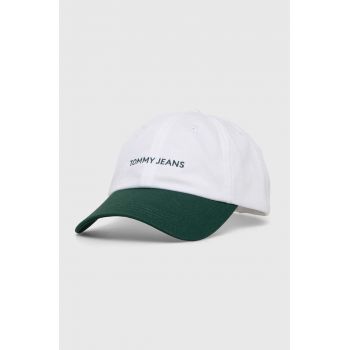 Tommy Jeans șapcă de baseball din bumbac culoarea alb, cu model AM0AM12024 ieftina