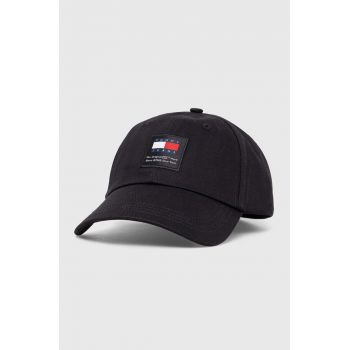 Tommy Jeans șapcă de baseball din bumbac culoarea negru, cu imprimeu, AM0AM12016