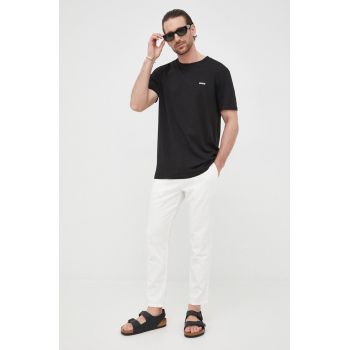 HUGO tricou din bumbac barbati, culoarea negru, neted, 50466158