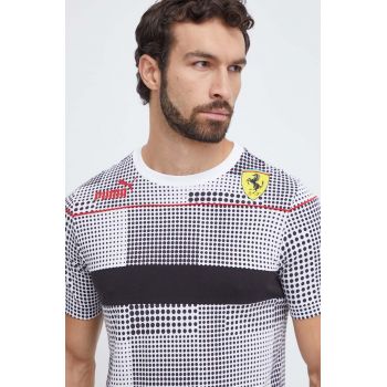 Puma tricou din bumbac PUMA X Ferrari barbati, culoarea alb, modelator