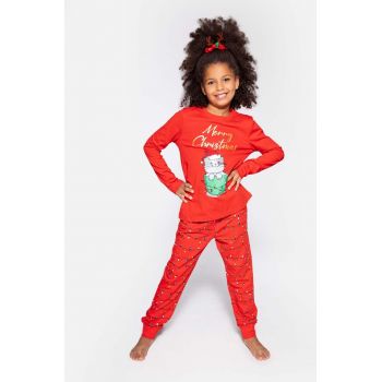 Coccodrillo pijamale de bumbac pentru copii culoarea rosu, modelator de firma originale