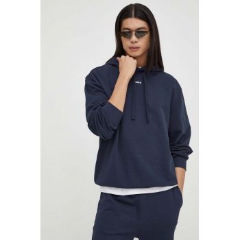 HUGO hanorac de bumbac barbati, culoarea albastru marin, cu glugă, neted, 50486478