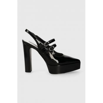 Karl Lagerfeld pantofi de piele SOIREE PLATFORM culoarea negru, cu toc drept, cu toc deschis, KL93114 de firma originali