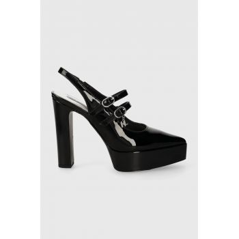 Karl Lagerfeld pantofi de piele SOIREE PLATFORM culoarea negru, cu toc drept, cu toc deschis, KL93114