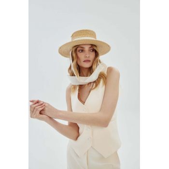 LE SH KA headwear palarie White Canotier culoarea bej de firma originala