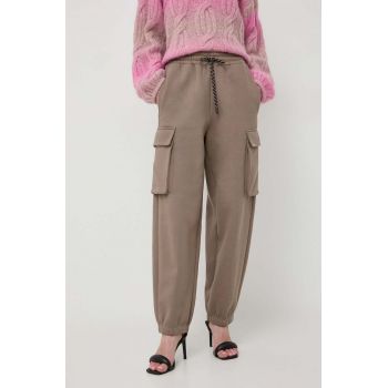 Miss Sixty pantaloni de trening din bumbac culoarea maro, neted