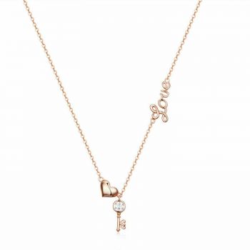 Colier din argint Rose Gold Key of my Heart