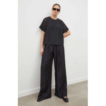 Lovechild pantaloni Mary-Anne femei, culoarea negru, drept, high waist