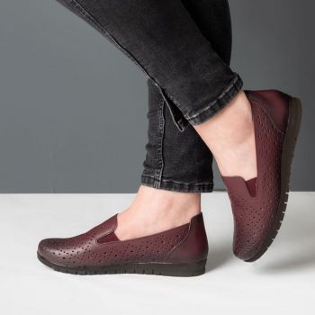 Pantofi piele 1159 visiniu-negru