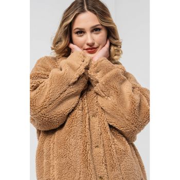 Jacheta trucker din material teddy cu maneci cazute Frankie