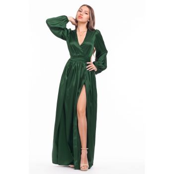 Rochie maxi evazata cu slit