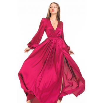 Rochie maxi evazata cu slit
