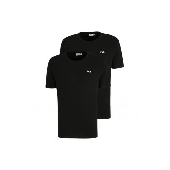 Set de tricouri cu decolteu la baza gatului si logo discret - 2 piese ieftin