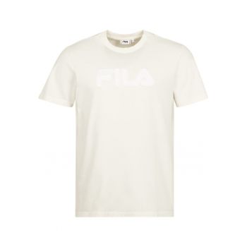 Tricou cu decolteu la baza gatului si logo texturat Buek