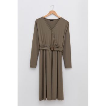 Rochie midi cu cordon in talie