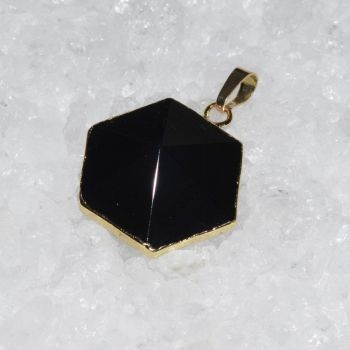 Pandantiv hexagonal onix negru 30mm ieftin
