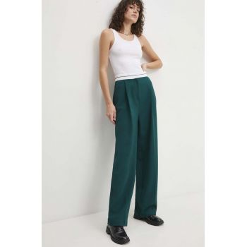 Answear Lab pantaloni femei, culoarea verde, lat, high waist