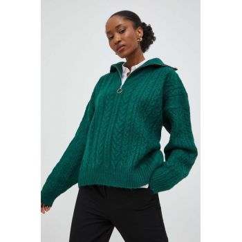 Answear Lab pulover femei, culoarea verde, cu turtleneck ieftin