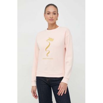 Armani Exchange bluza femei, culoarea roz, cu imprimeu ieftin