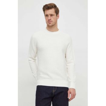 Armani Exchange pulover de bumbac culoarea bej, light ieftin