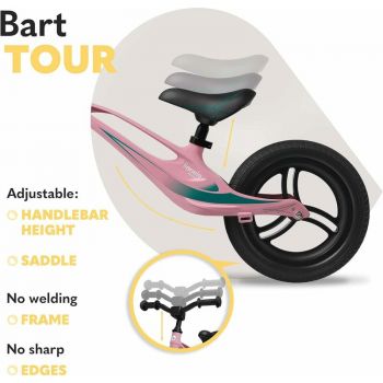 Bicicleta usoara Lionelo Bart Tour fara pedale Pink Bubblegum ieftina
