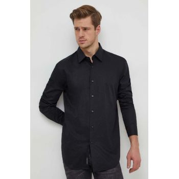 BOSS cămașă din bumbac bărbați, culoarea negru, cu guler clasic, regular 50473310