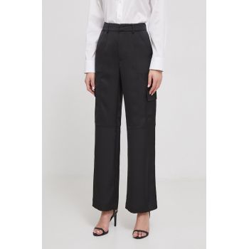 Joop! pantaloni femei, culoarea negru, fason cargo, high waist