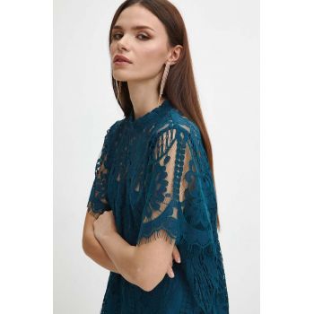 Medicine bluza femei, culoarea turcoaz, neted de firma originala