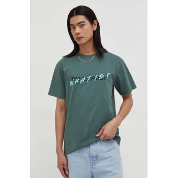 The Kooples tricou din bumbac barbati, culoarea verde, cu imprimeu