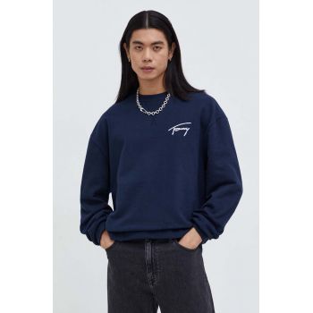 Tommy Jeans hanorac de bumbac bărbați, culoarea bleumarin, cu imprimeu DM0DM17989