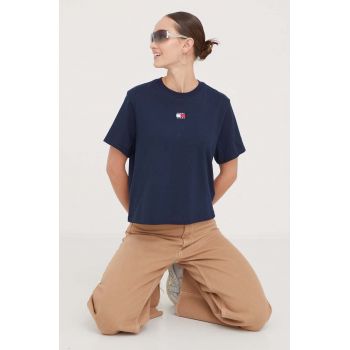 Tommy Jeans tricou femei, culoarea bleumarin DW0DW17391