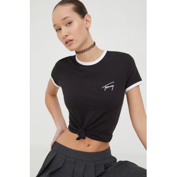 Tommy Jeans tricou femei, culoarea negru