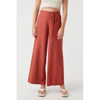 Pantaloni din amestec de in cu buzunare laterale