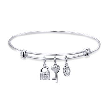 Bratara din argint Lock and Key Bangle