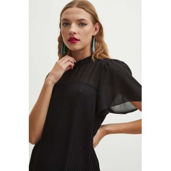 Medicine bluza femei, culoarea negru, neted