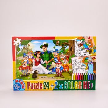 Set Puzzle 24 piese Alba Ca Zapada + 2 fișe de colorat și creioane colorate de firma original