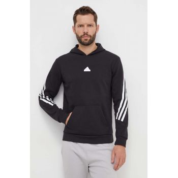 adidas bluză bărbați, culoarea negru, cu glugă, cu imprimeu IN1841