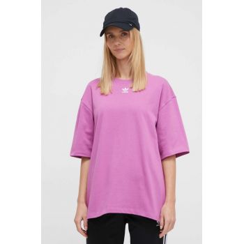adidas Originals tricou din bumbac Adicolor Essentials femei, culoarea roz, IR5924